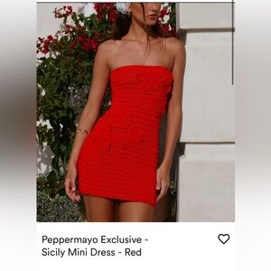 Peppermayo Red knit Strapless mini Dress